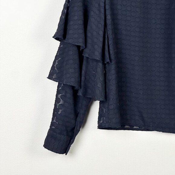 Sinéquanone Paris Semi Sheer Swiss Dot Blouse Navy - Picture 5 of 9